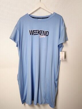 Joyspun Weekend Vibes Sky Blue T-Shirt Lounge Dress Sleepwear size L-XL NWT